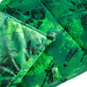 Close-up image of a weighted blanket, featuring detailed stitching and the edge of the blanket