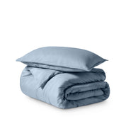 Microfiber duvet cover set folded and stacked