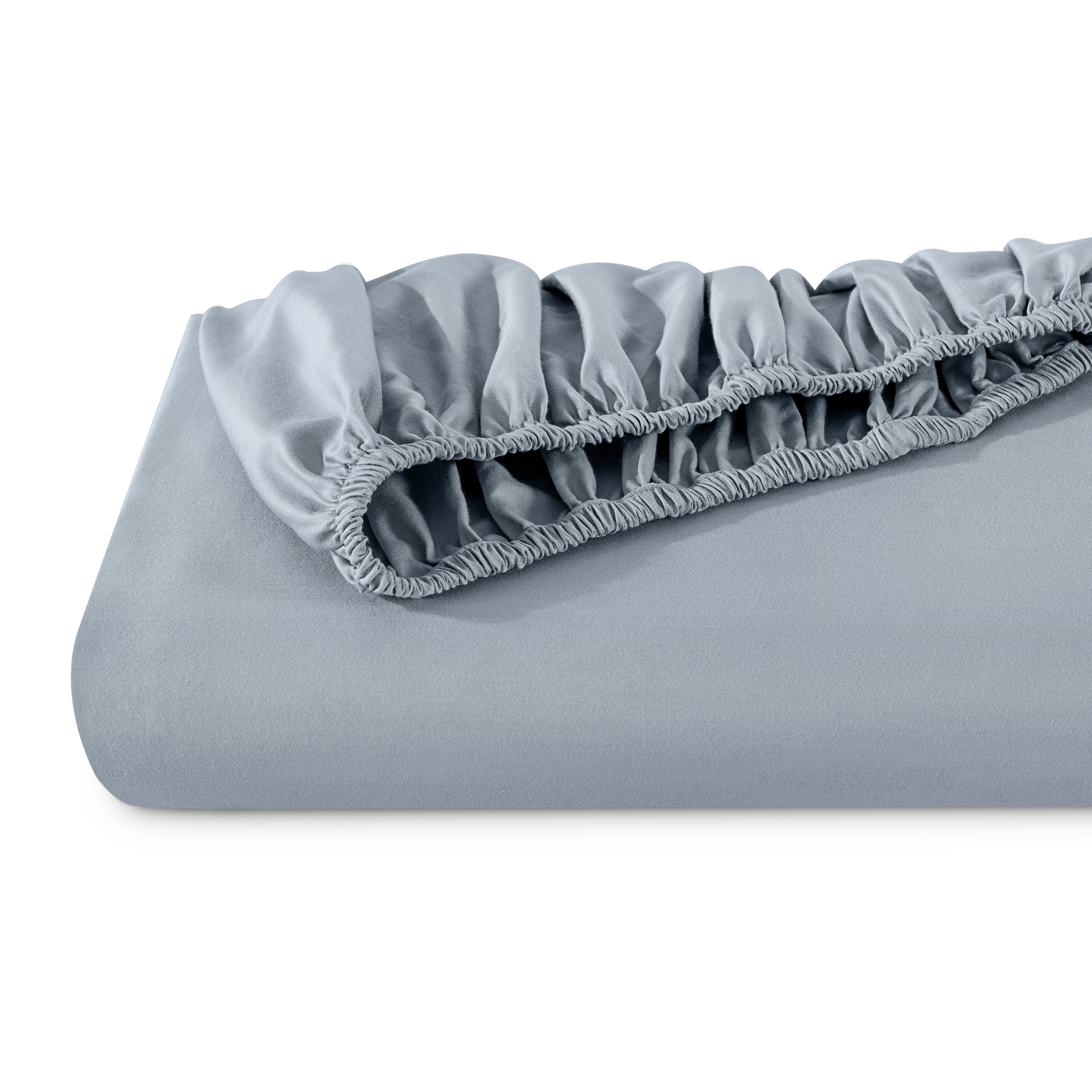 A single fitted sheet folded neatly showing part of the elastic