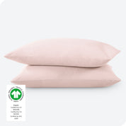 2 percale pillowcases on pillows set on a white background