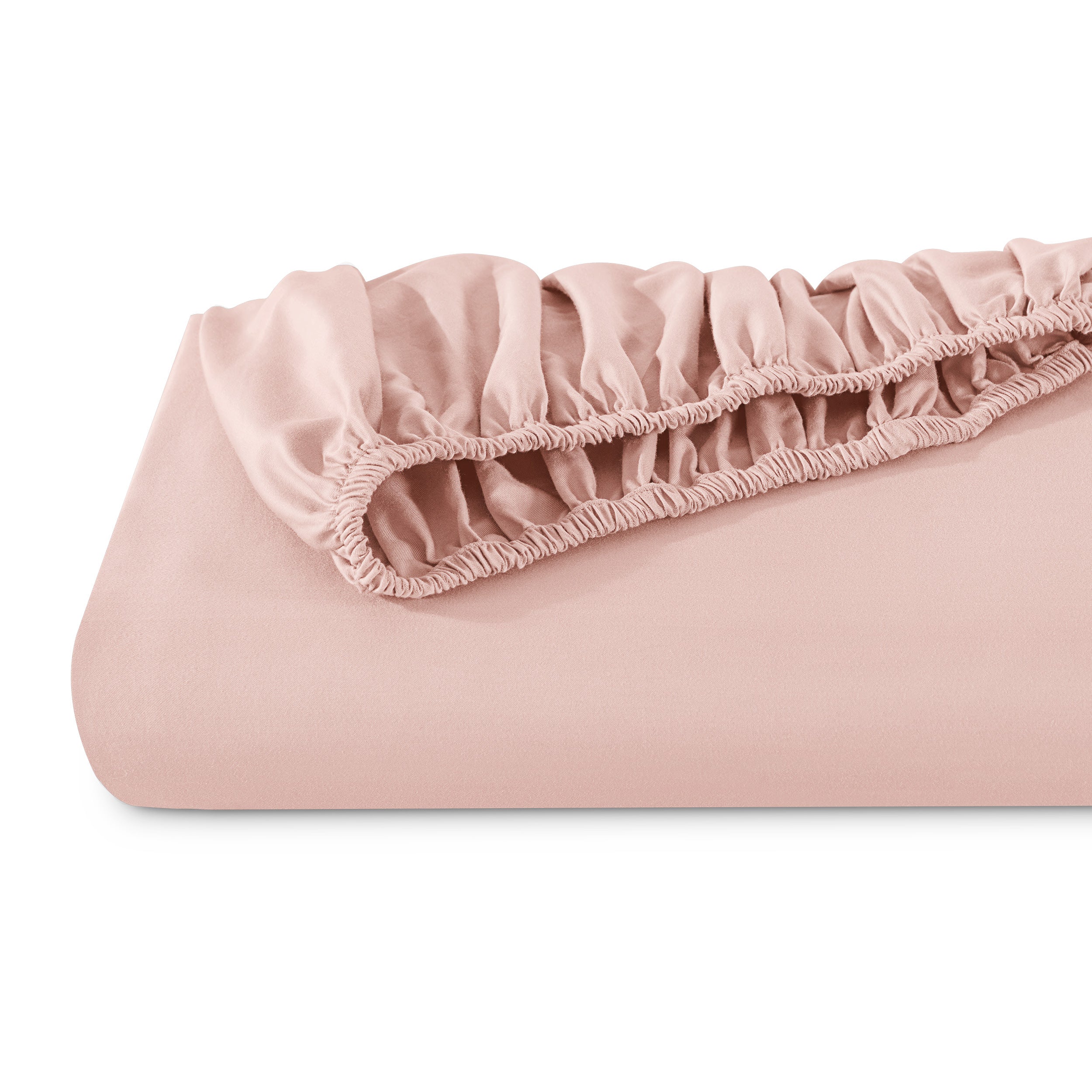 A single fitted sheet folded neatly showing part of the elastic