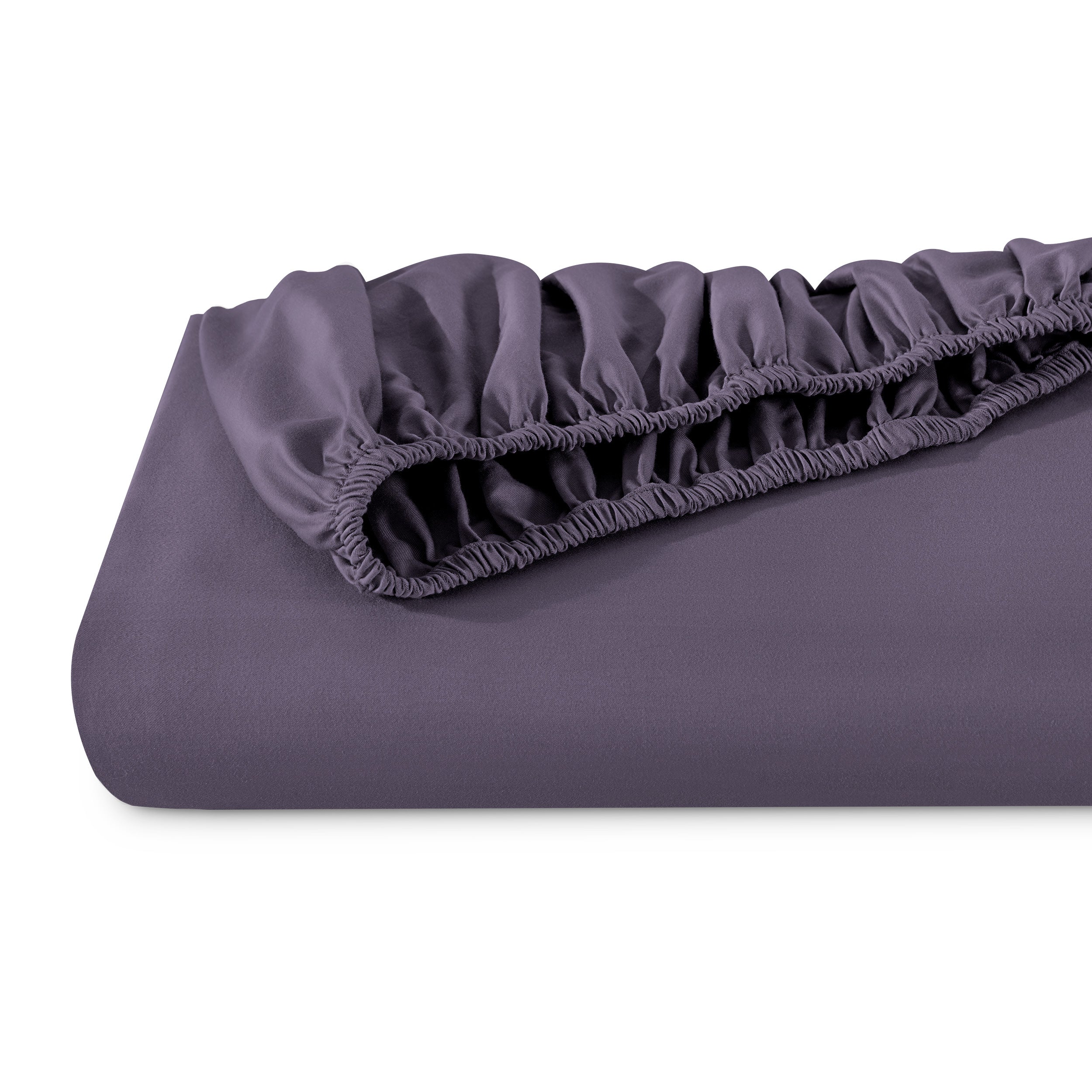 A single fitted sheet folded neatly showing part of the elastic