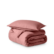 Microfiber duvet cover set folded and stacked