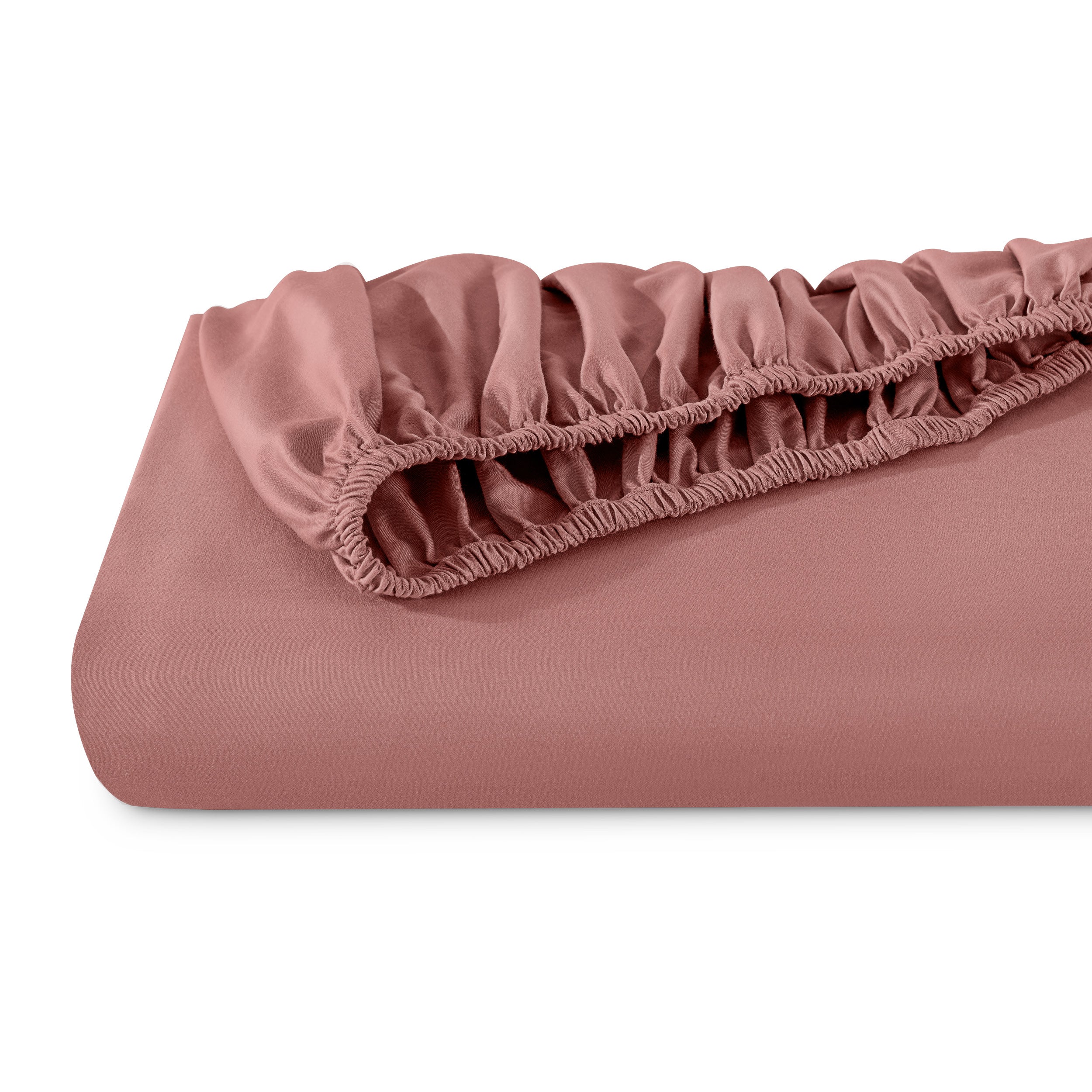 A single fitted sheet folded neatly showing part of the elastic
