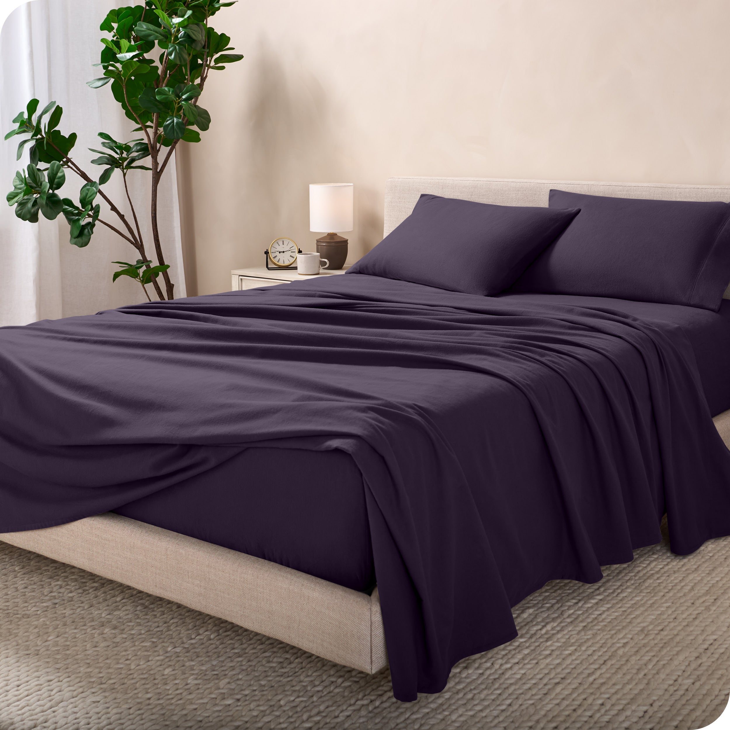 Flannel sheets on a bed