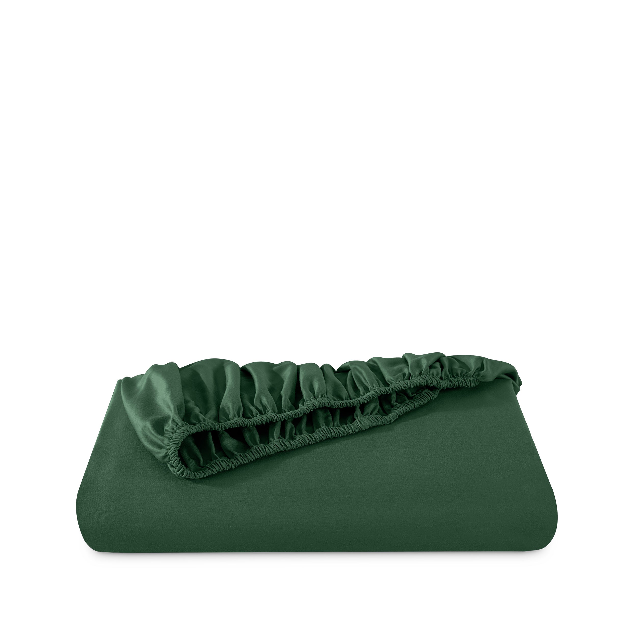 Fitted sheet neatly folded on a white background