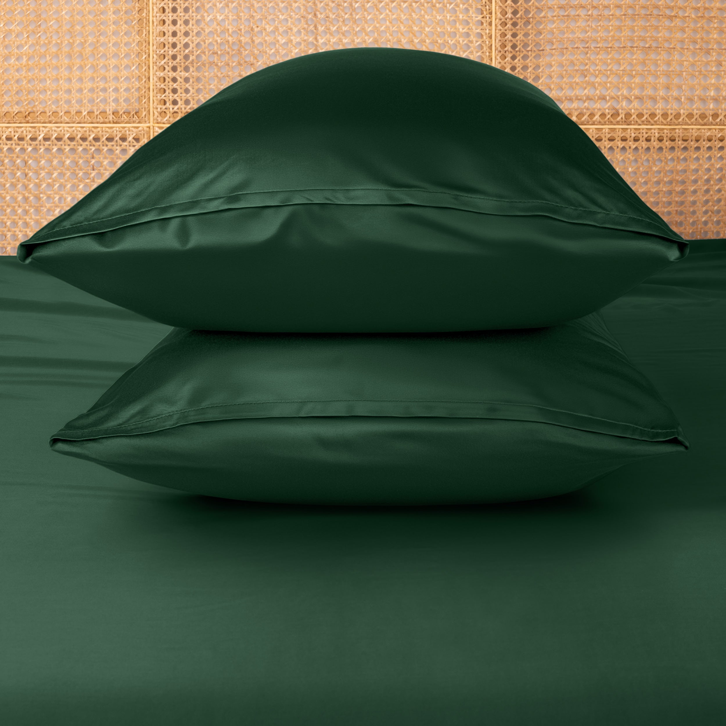Bamboo pillowcases on a matching sheet