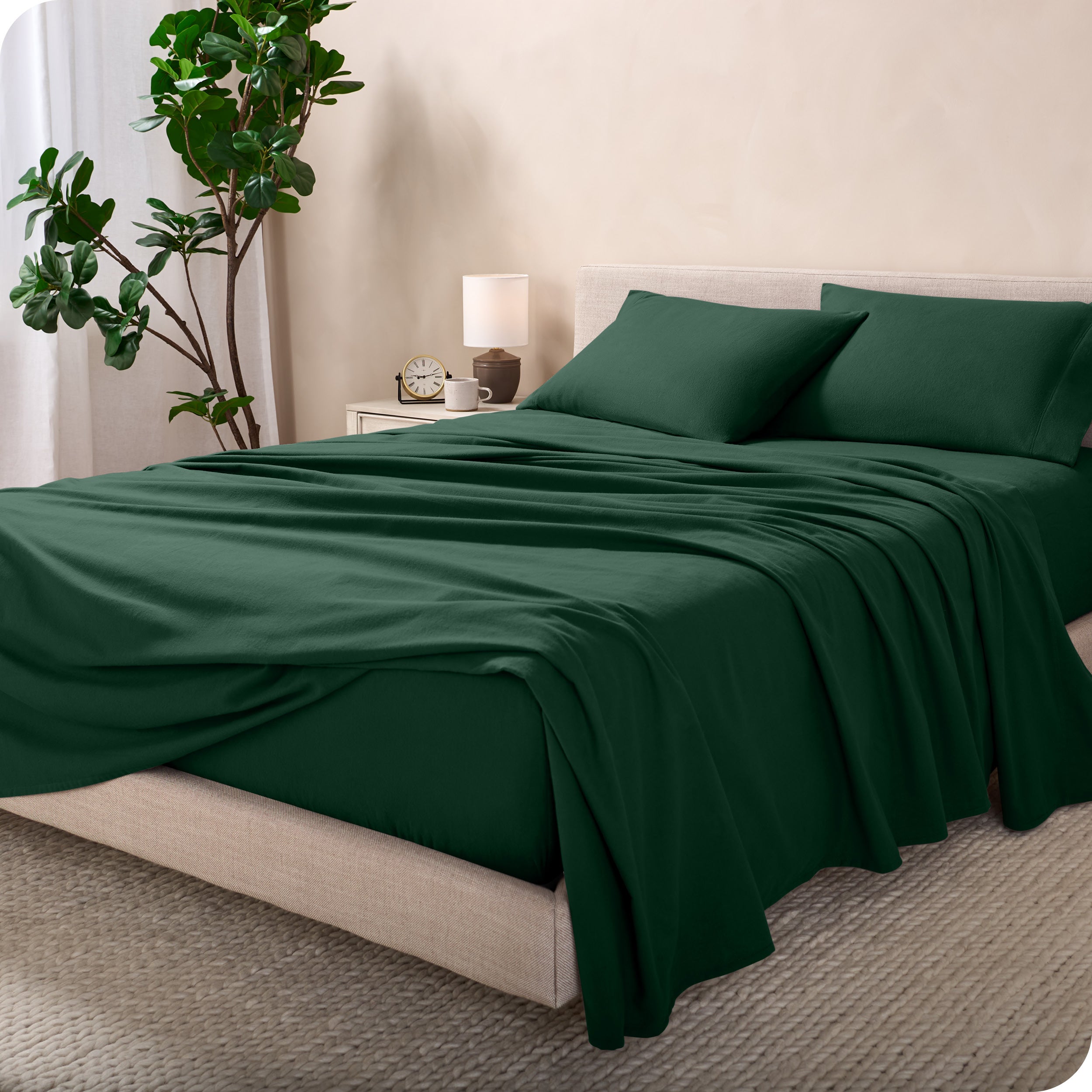 Flannel sheets on a bed