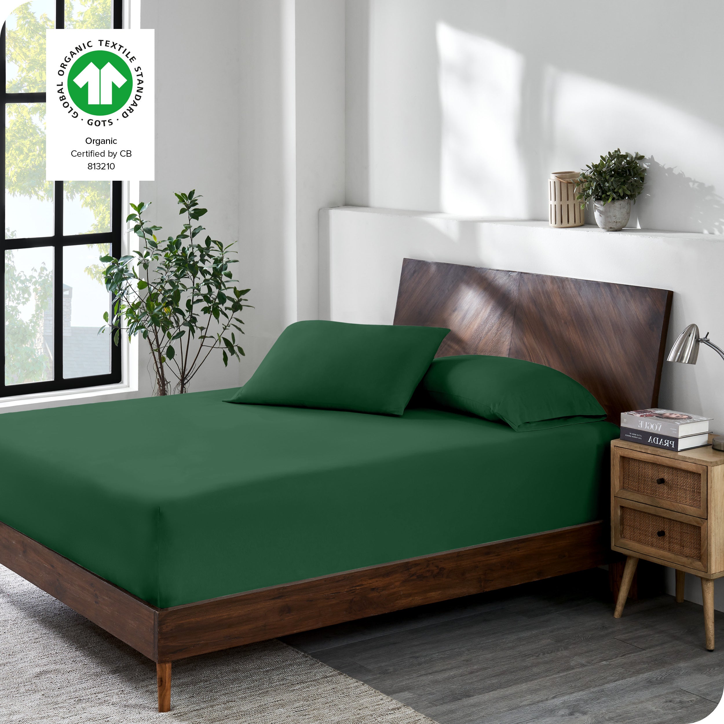 A single organic cotton fitted sheet folded