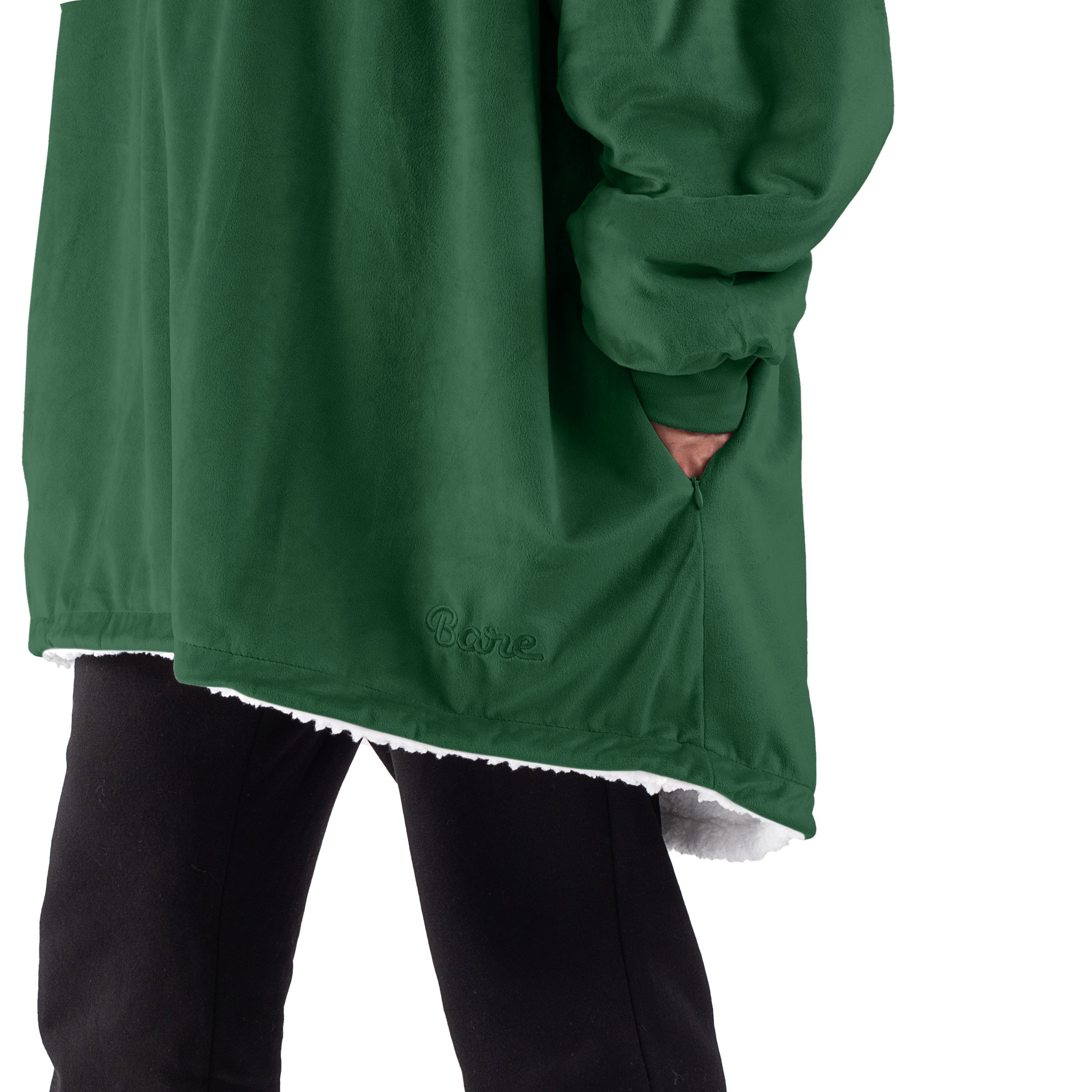 Close up of the pocket on a wearable blanket
