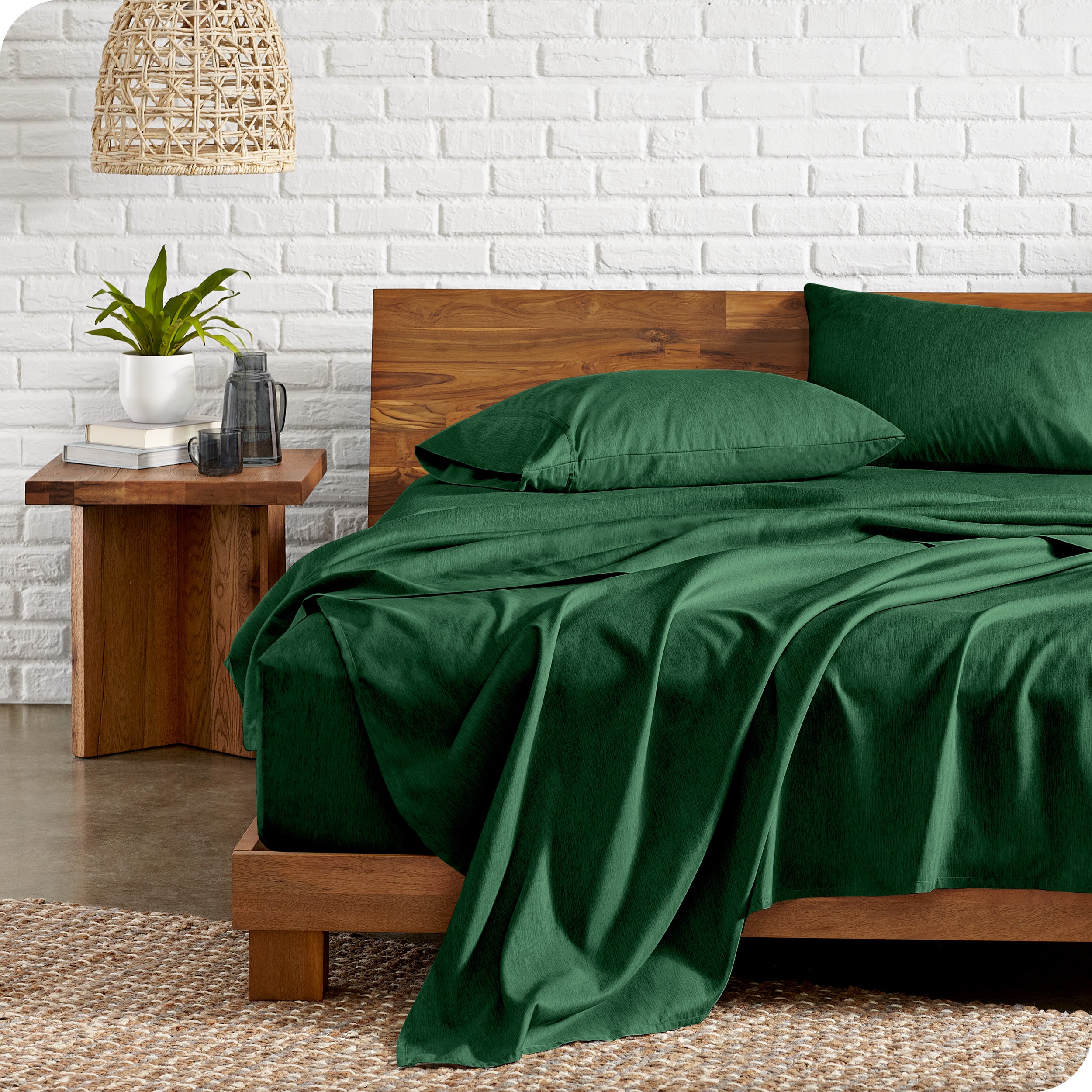 A microfiber sheet set on a bed