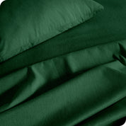 Close up of microfiber sheets and pillowcases on a bed