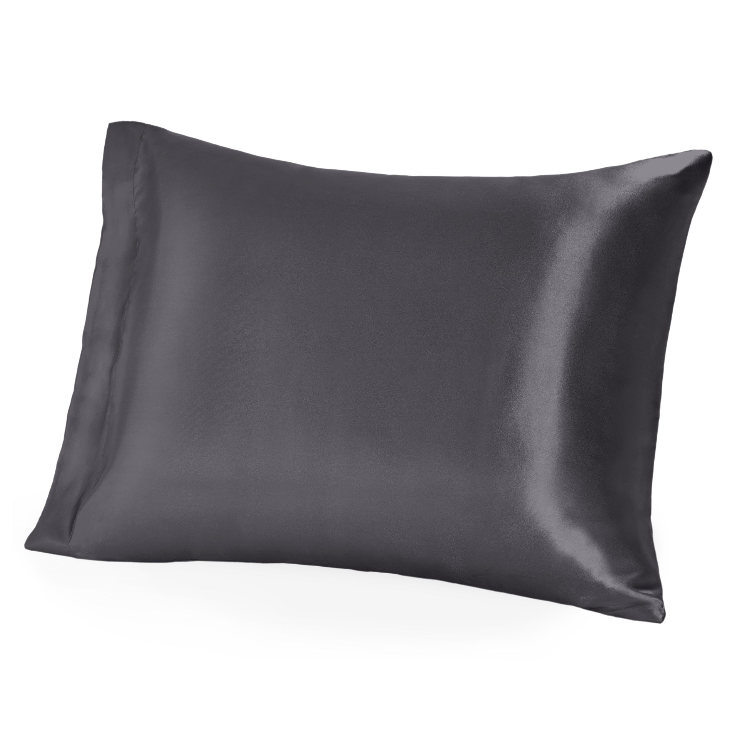 A single mulberry silk pillowcase on a pillow