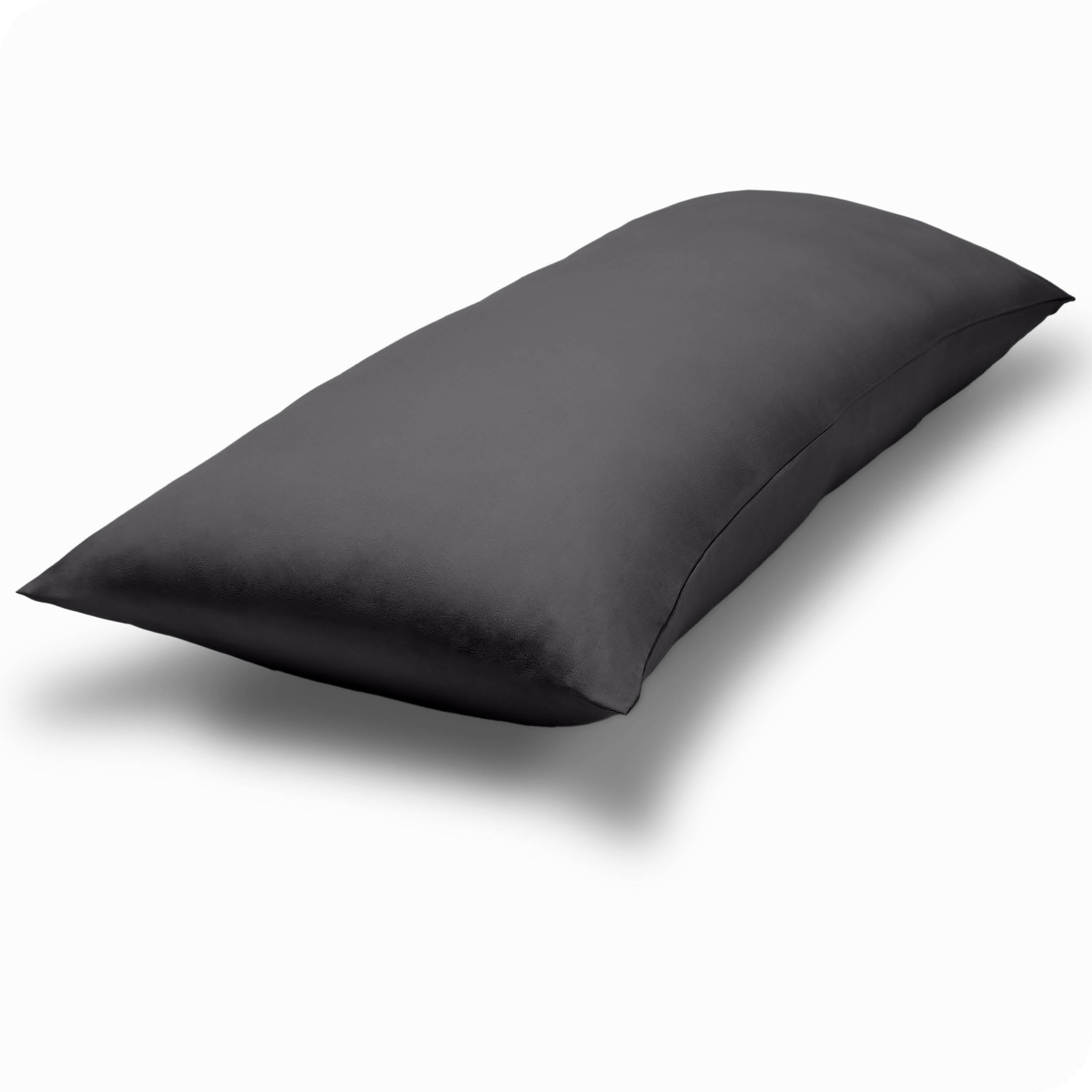 A body pillow cover on a pillow on a plain white background