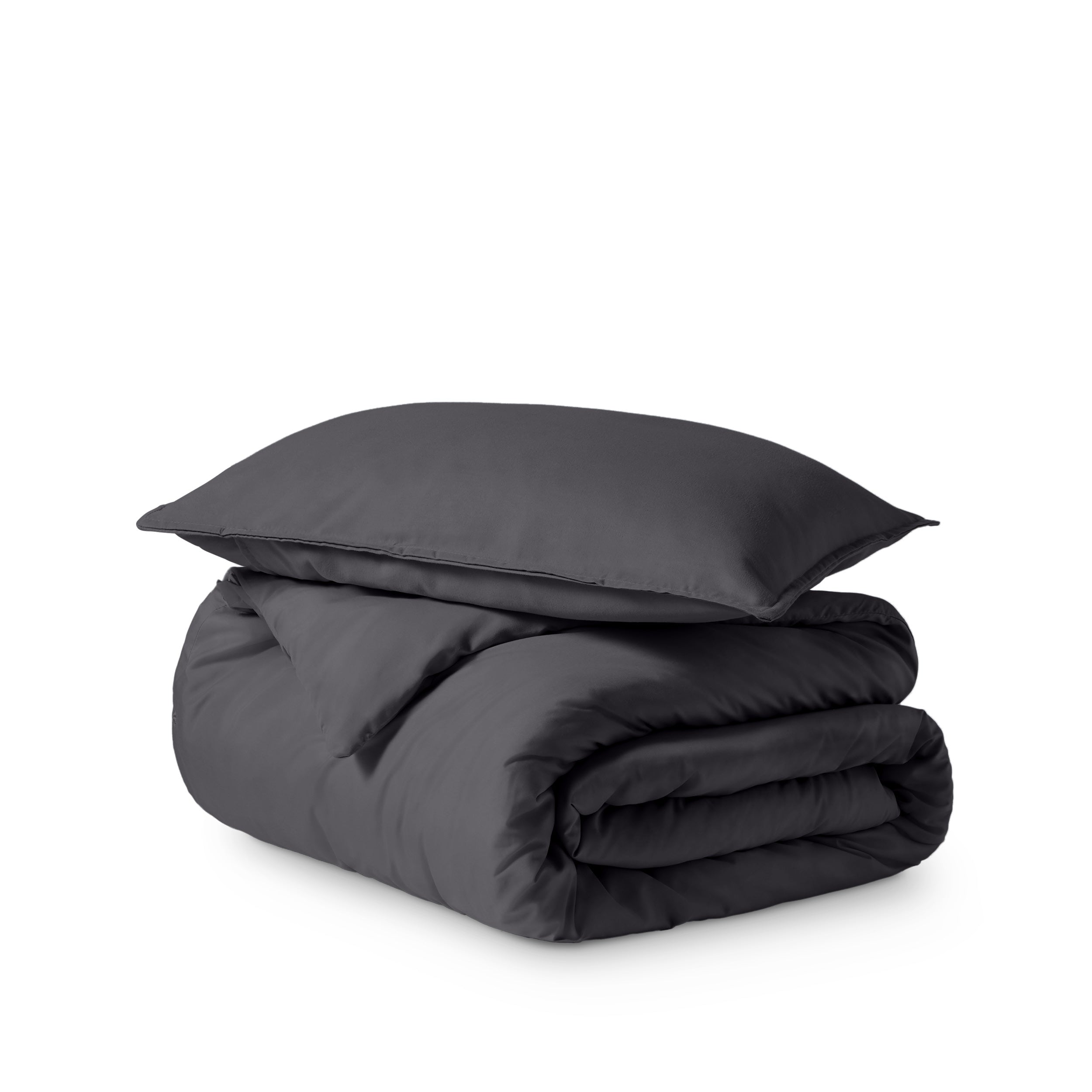 Microfiber duvet cover set folded and stacked