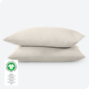 2 percale pillowcases on pillows set on a white background