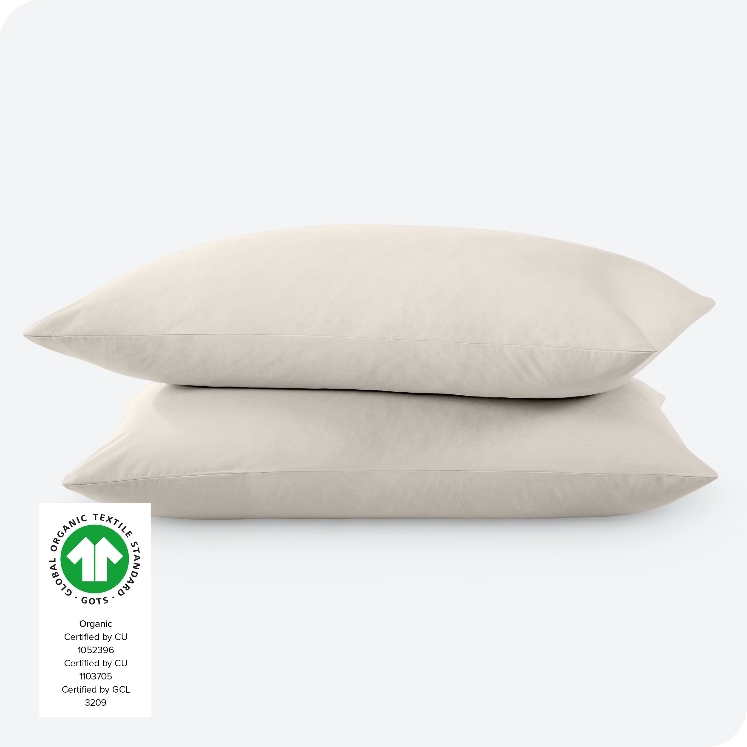 2 percale pillowcases on pillows set on a white background