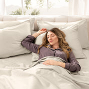 Close up of the sateen sheet set fabric