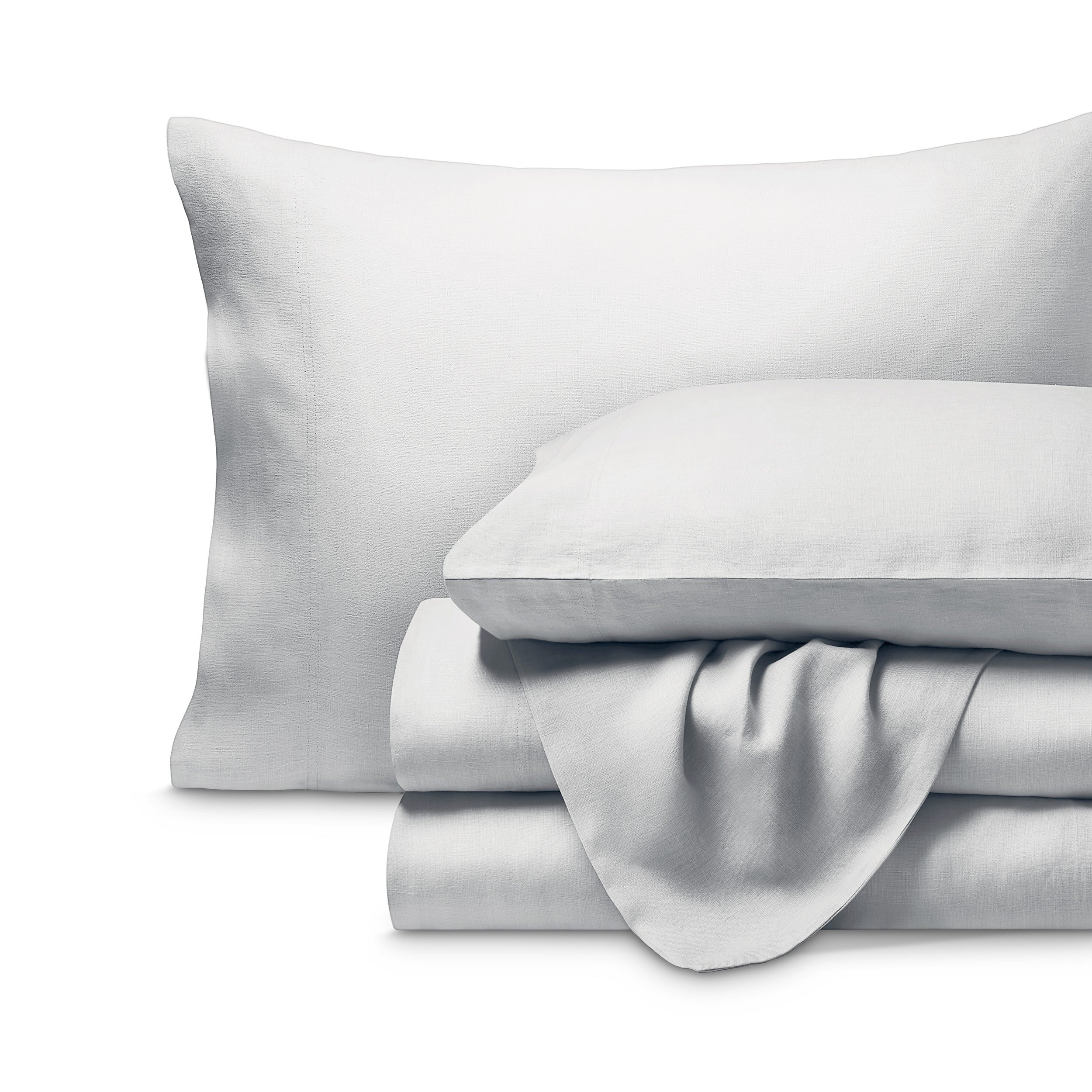Linen sheet set folded and stacked neatly