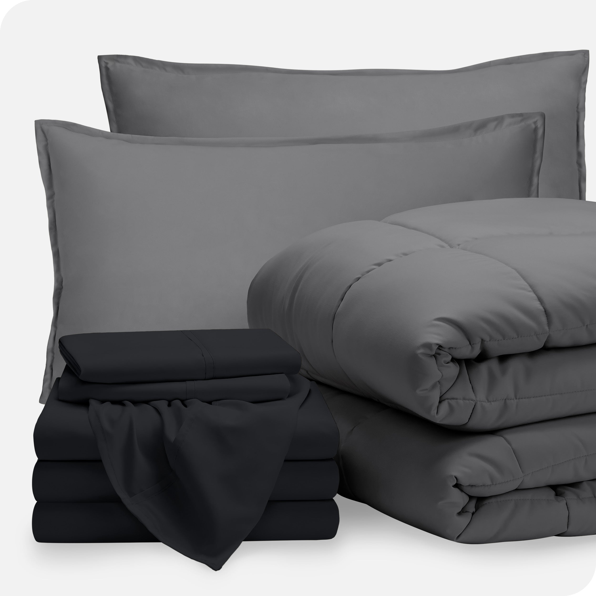 A bed in a bag folded and stacked neatly