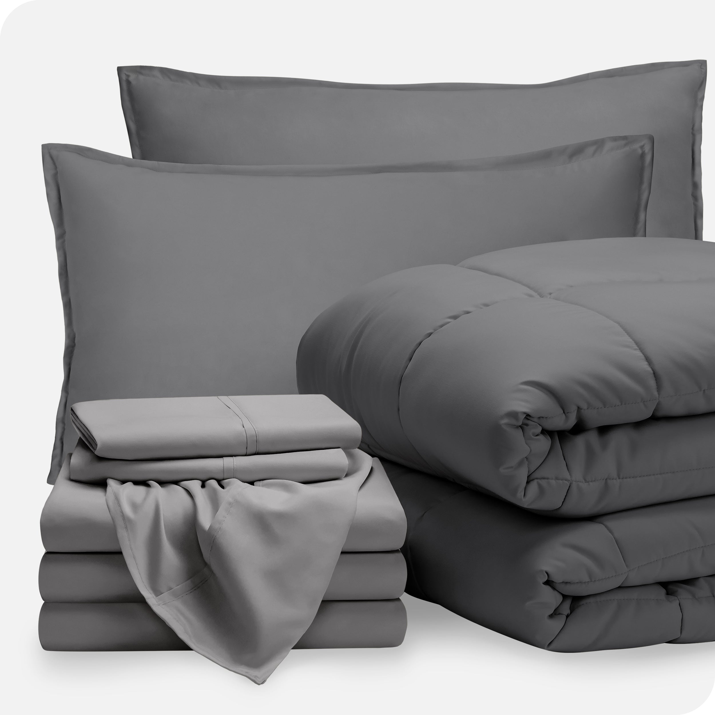 A bed in a bag folded and stacked neatly