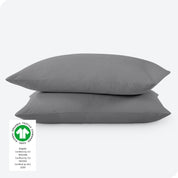 2 percale pillowcases on pillows set on a white background