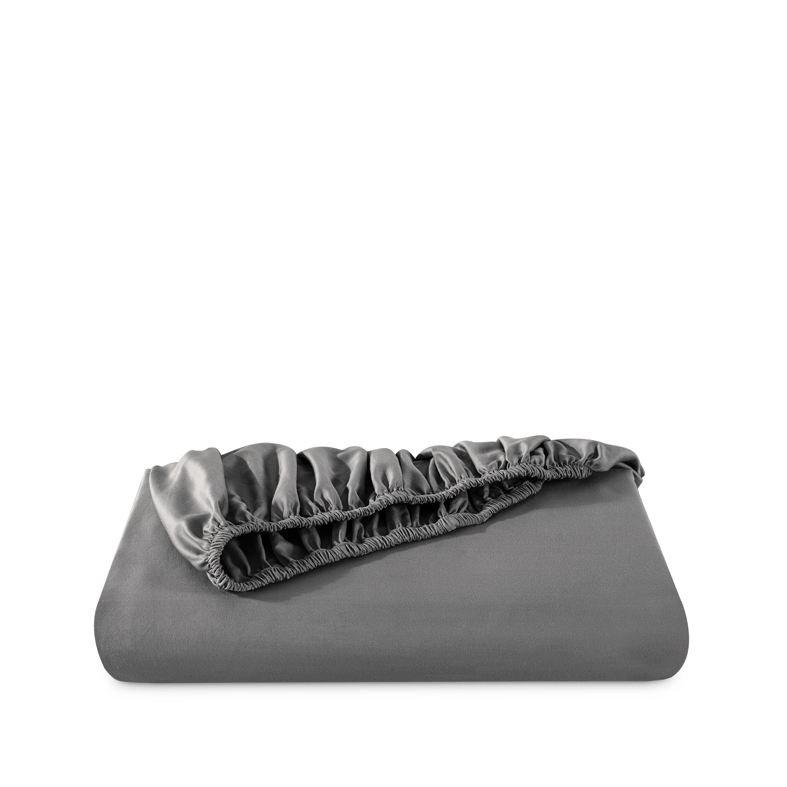 Fitted sheet neatly folded on a white background