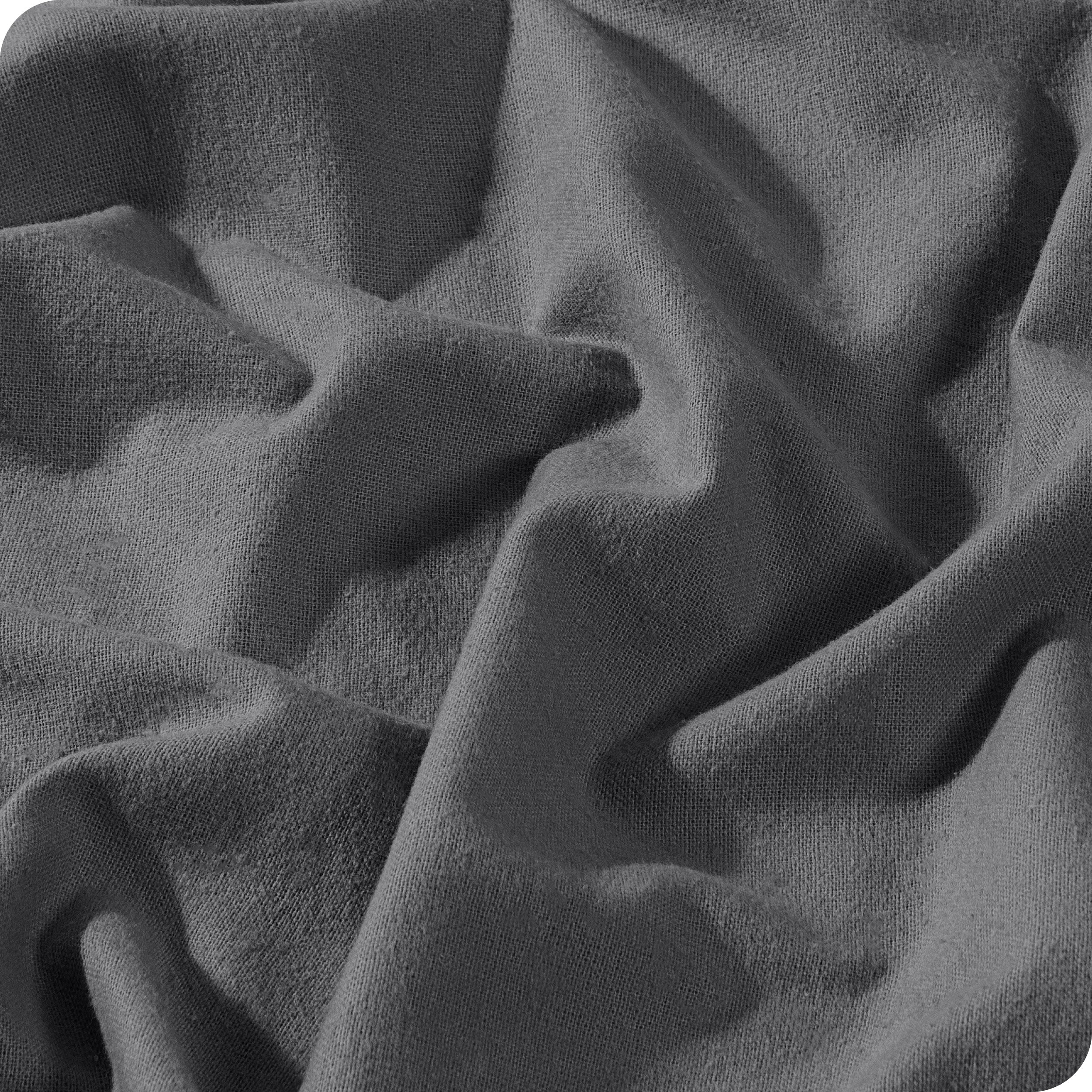 A close view of a button and lining on the flannel duvet cover.