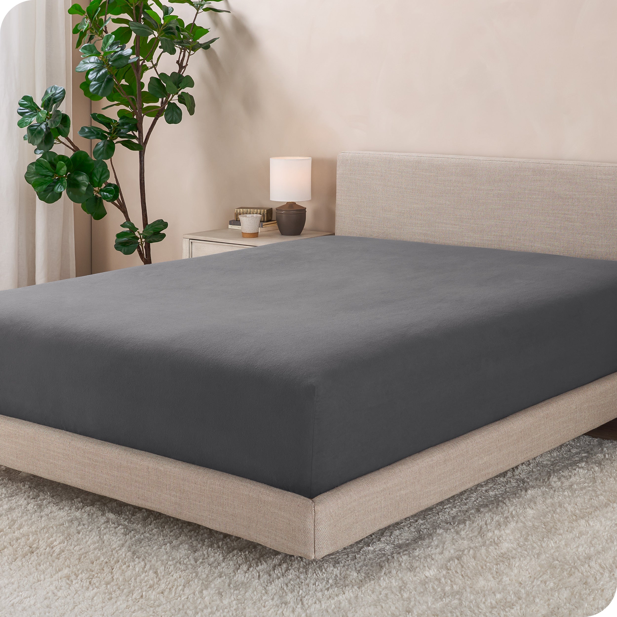 A flannel fitted sheet on a mattress