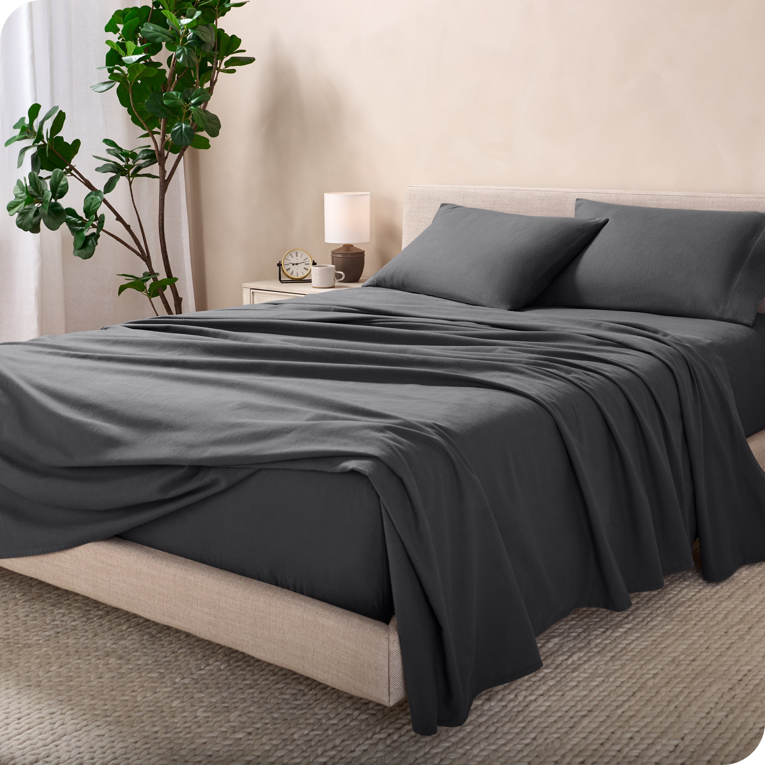 Flannel sheets on a bed