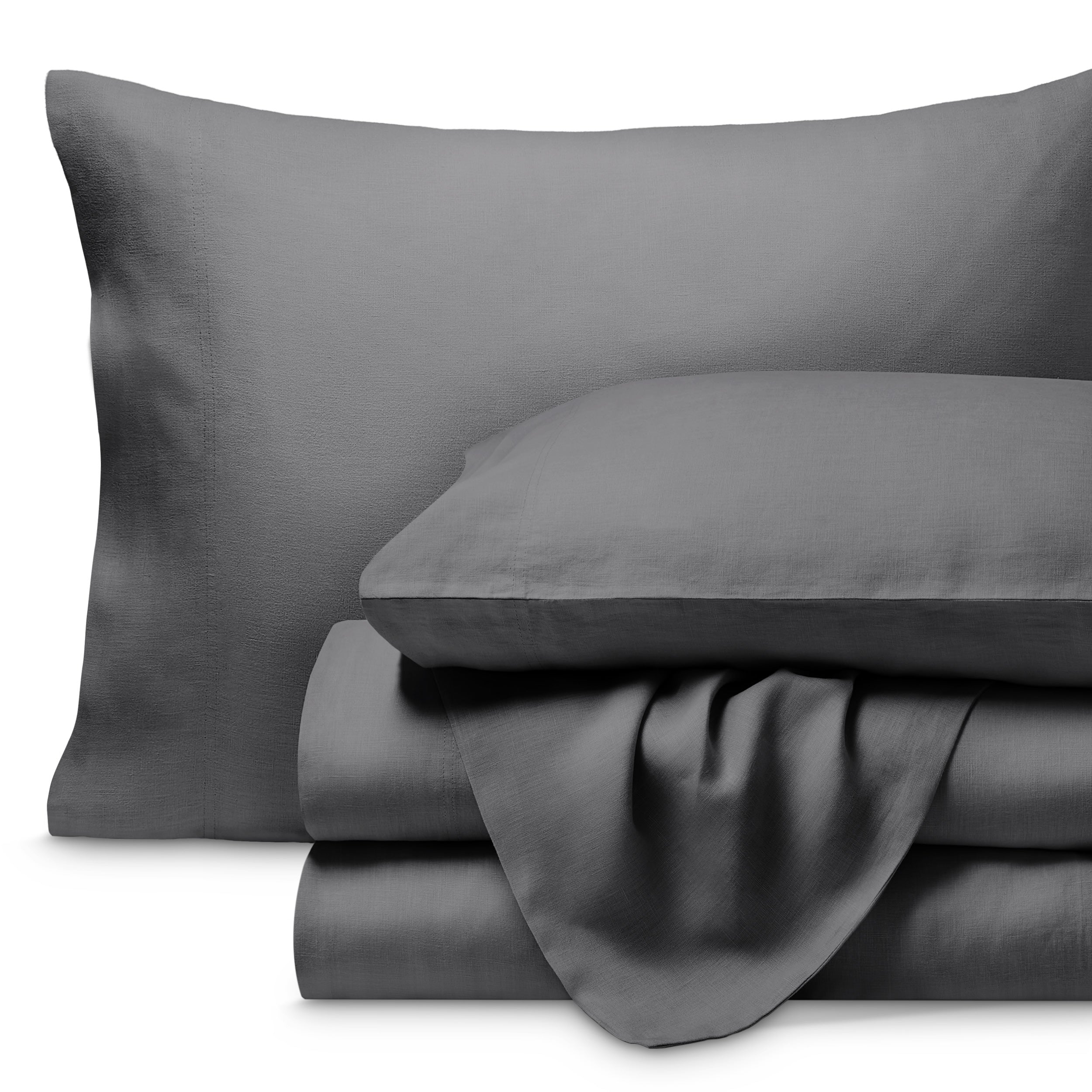 Linen sheet set folded and stacked neatly