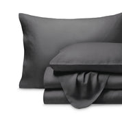 Linen sheet set folded and stacked neatly