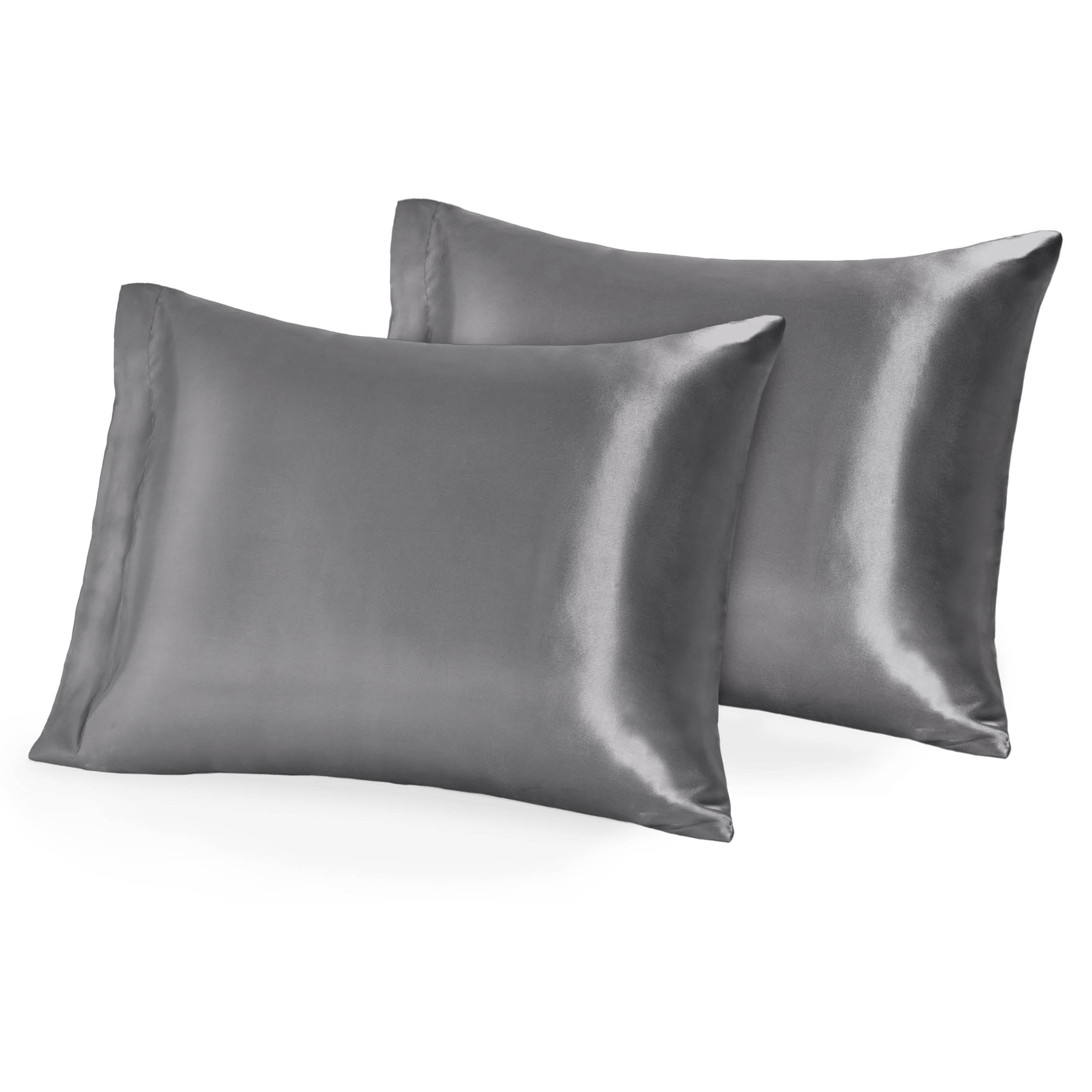 Two silk pillowcases on pillows