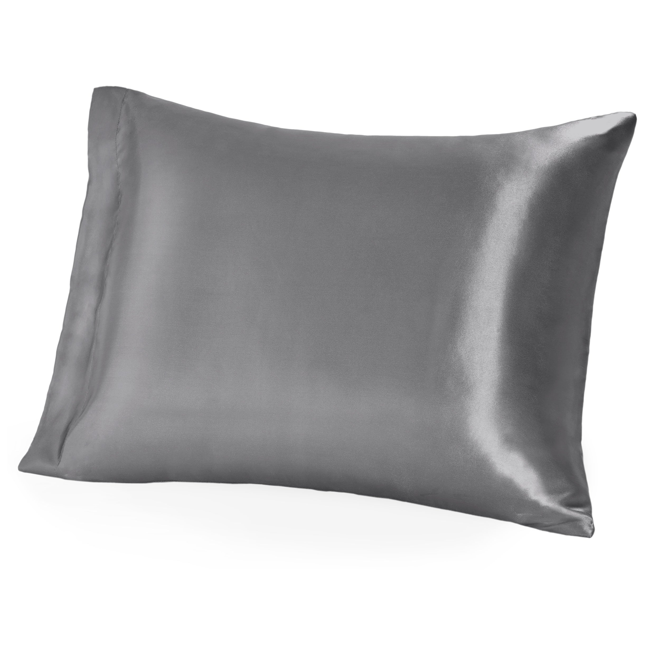 A single mulberry silk pillowcase on a pillow