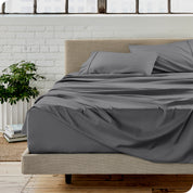 Bed made with microfiber sheets
