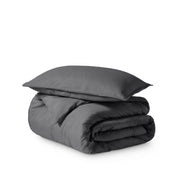 Microfiber duvet cover set folded and stacked