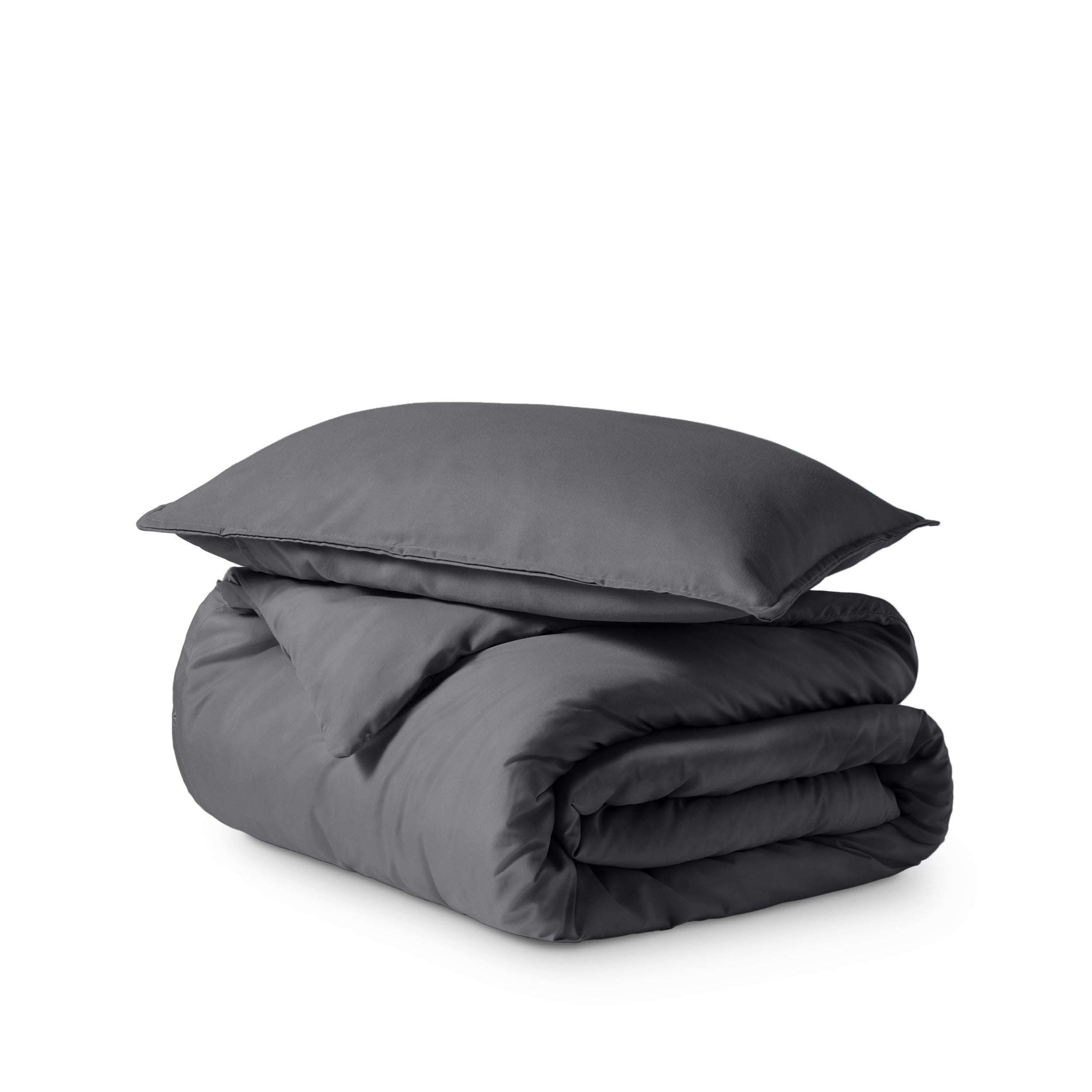 Microfiber duvet cover set folded and stacked