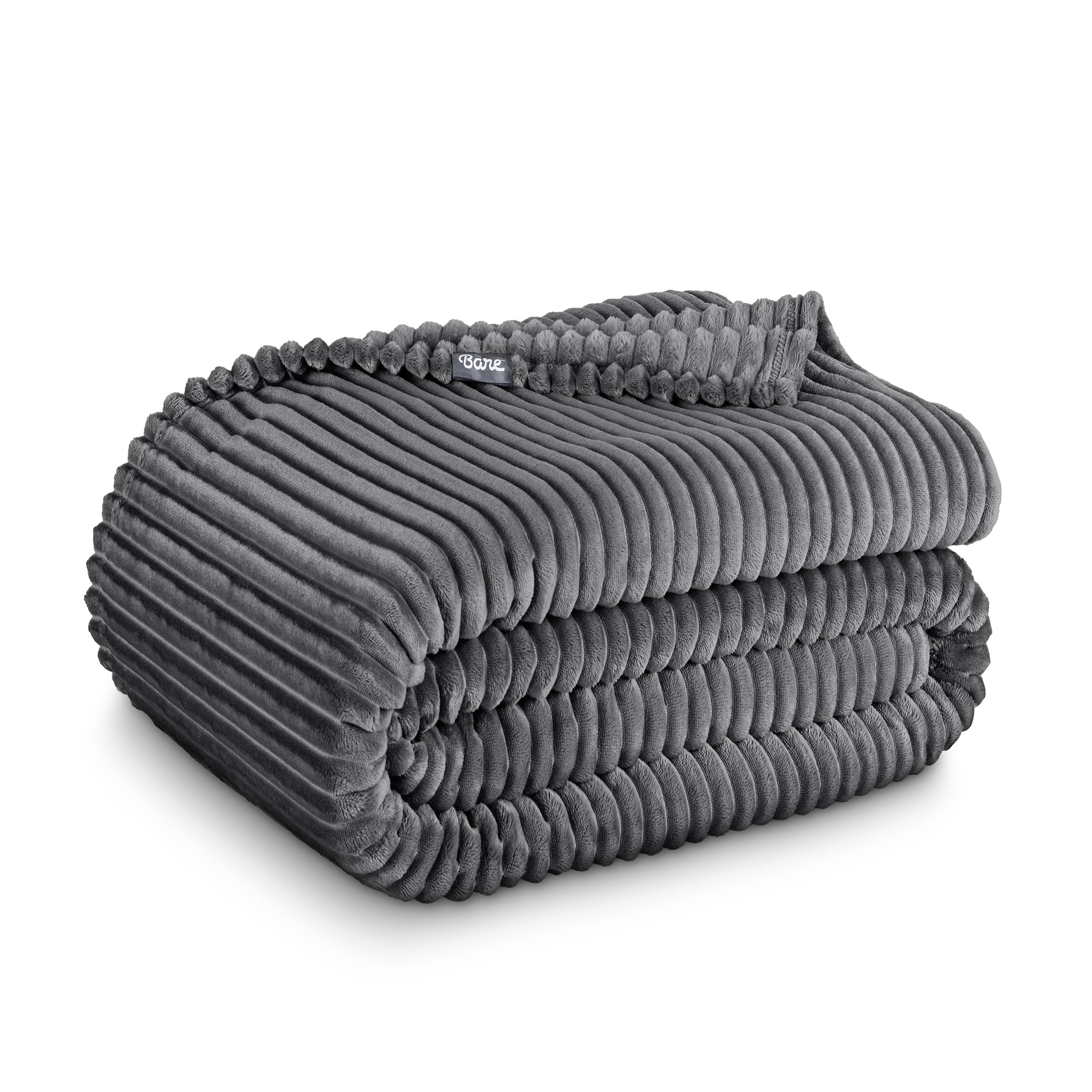 A folded microplush blanket