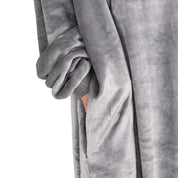 Close up of a side pocket on a microplush wearable blanket