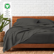 Organic flannel sheets on a bed