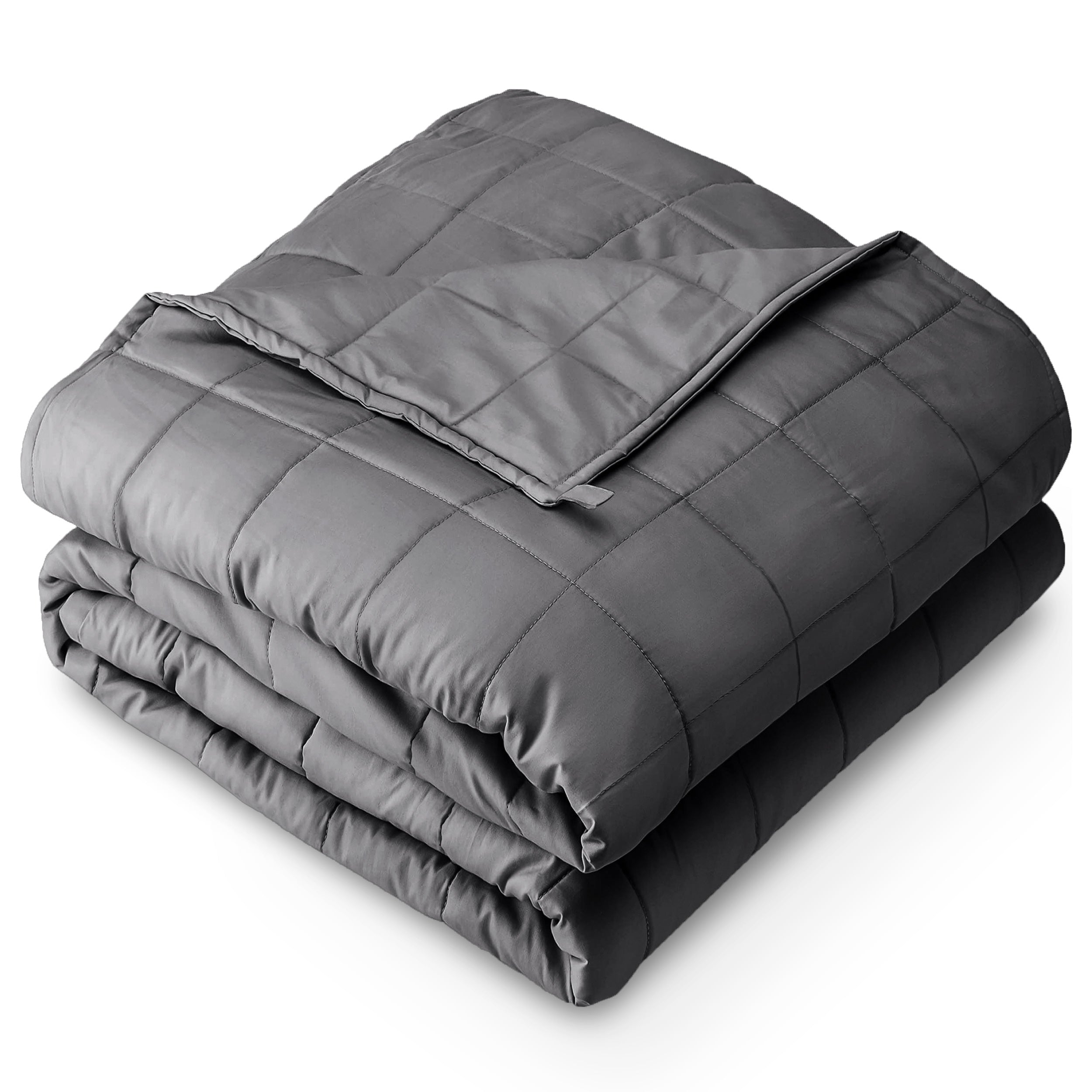 A cotton weighted blanket folded neatly