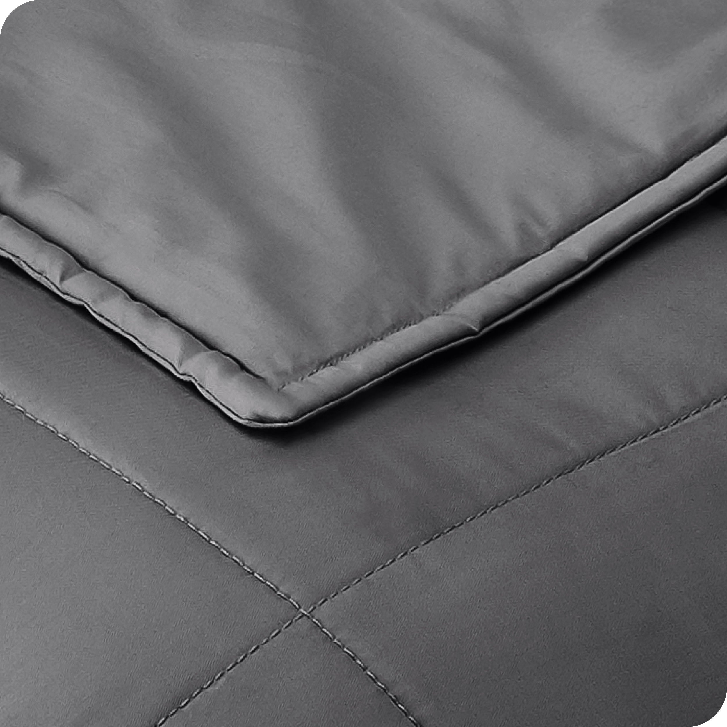 Close up of the stitching on a cotton weighted blanket