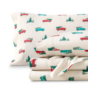 Plaid flannel sheets folded and stacked