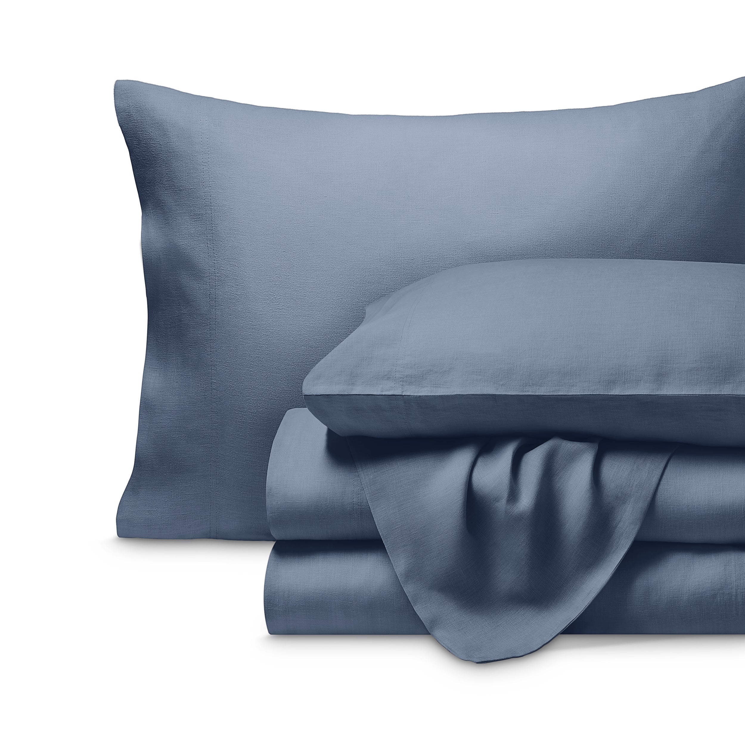 Linen sheet set folded and stacked neatly
