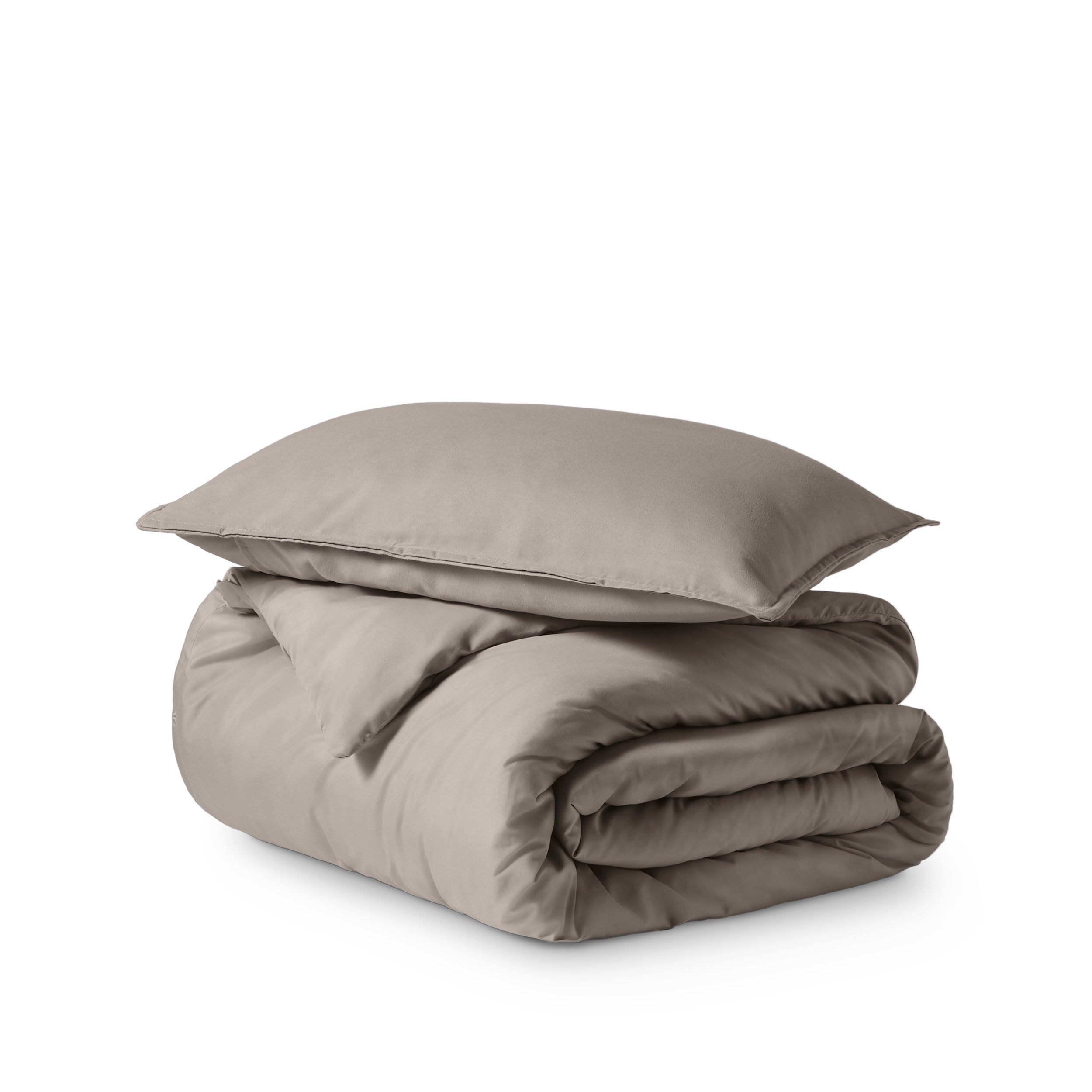 Microfiber duvet cover set folded and stacked