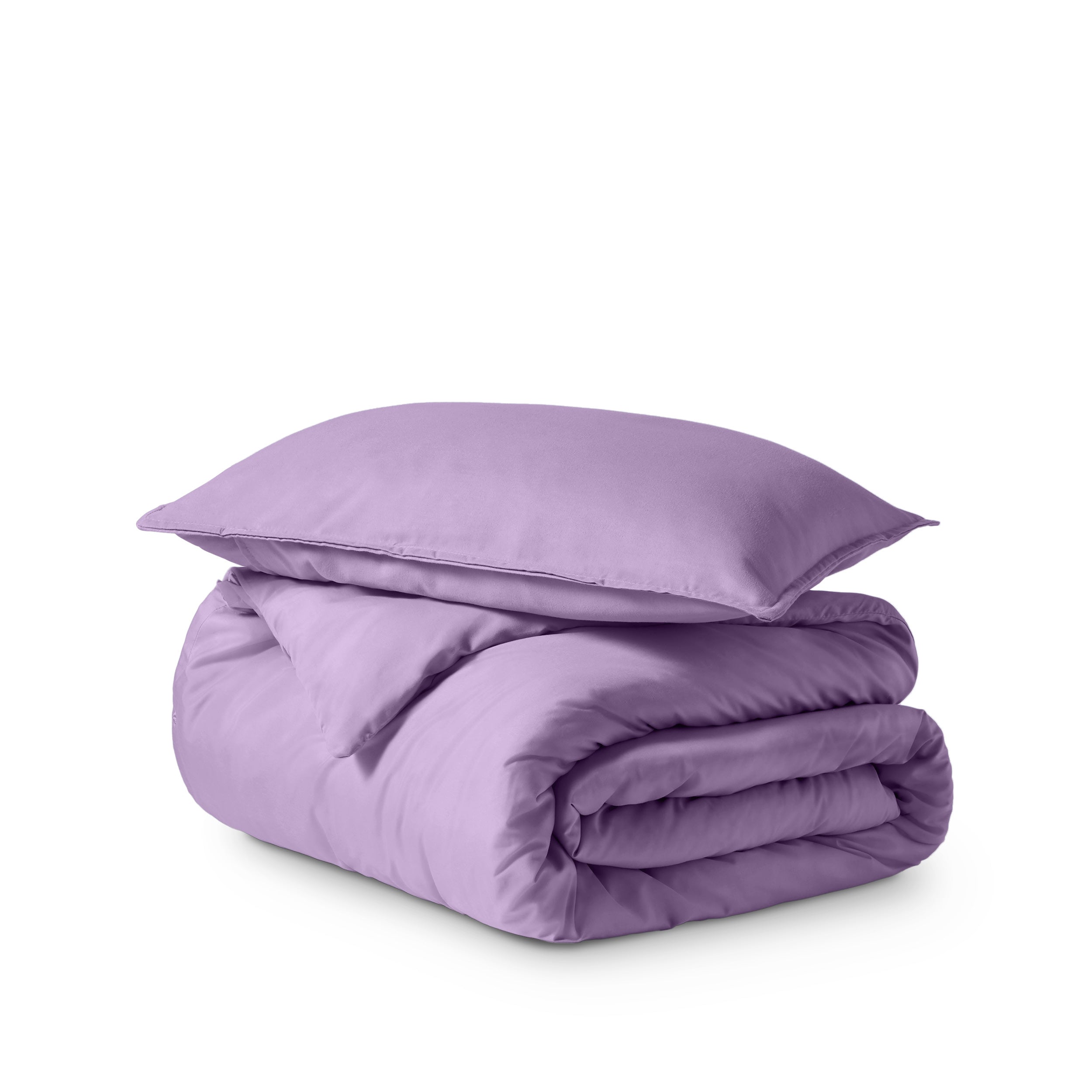 Microfiber duvet cover set folded and stacked