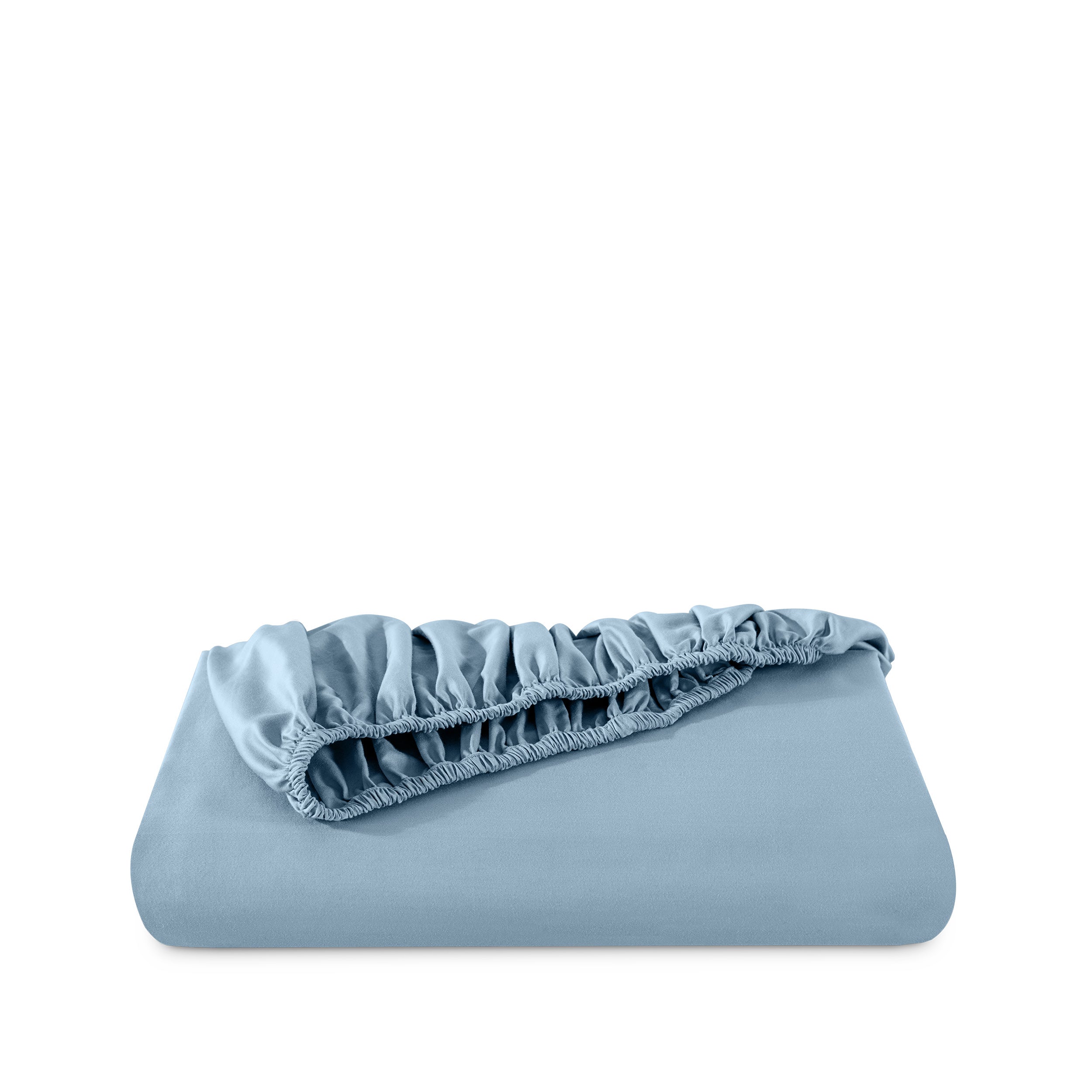 Fitted sheet neatly folded on a white background