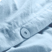 A close up of the tie corner of the duvet cover.