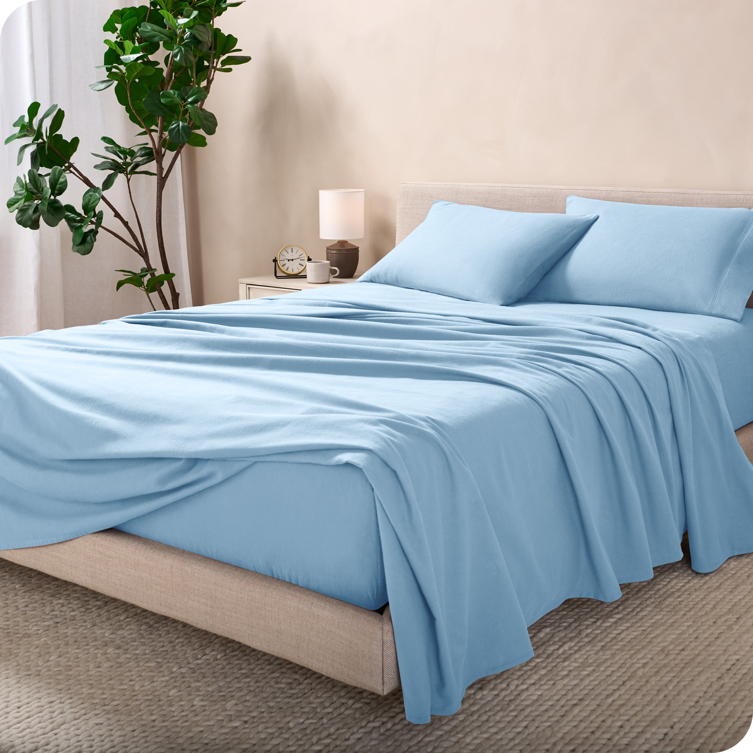 Flannel sheets on a bed
