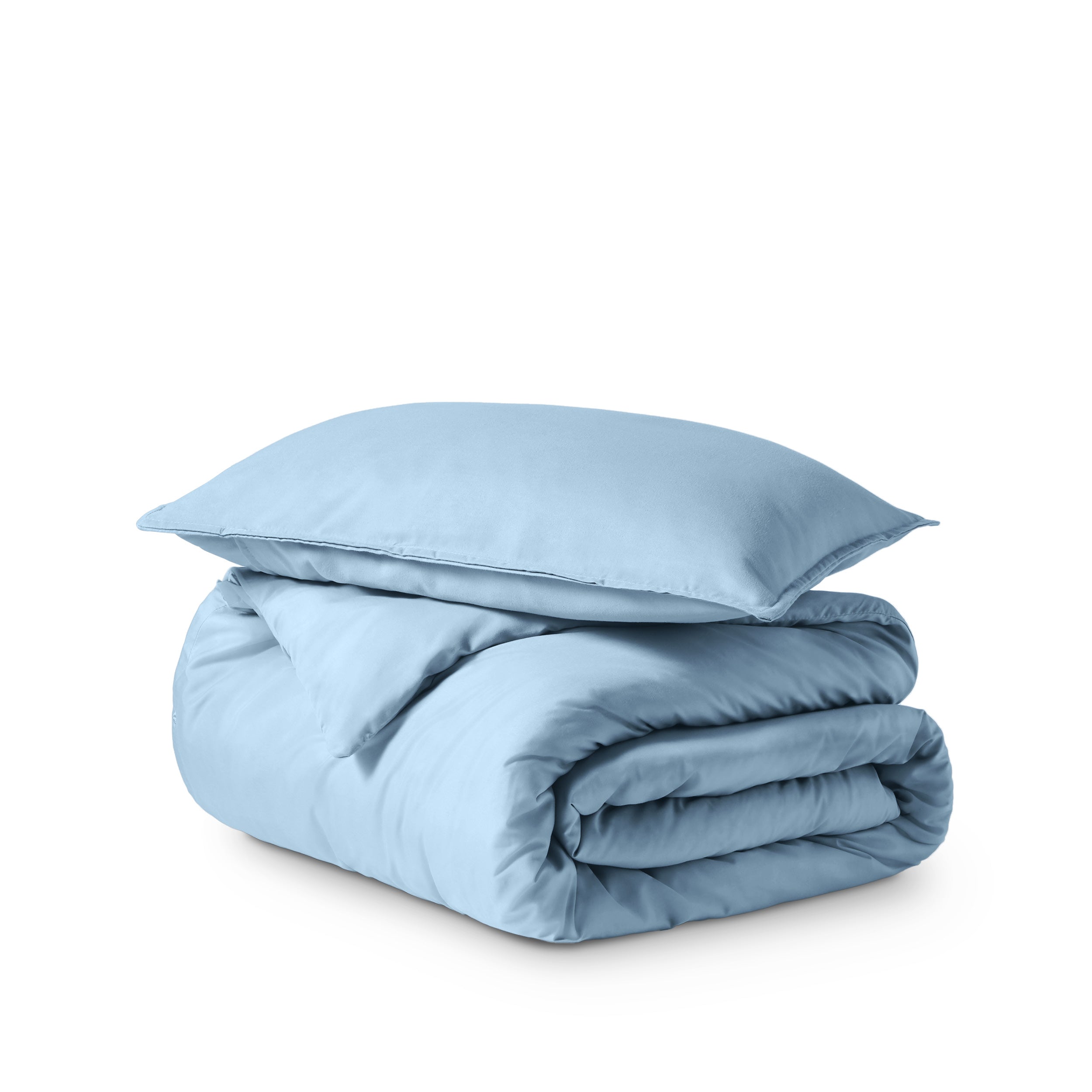 Microfiber duvet cover set folded and stacked
